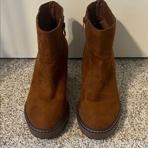 Torrid Brown Suede Block Heel Boots